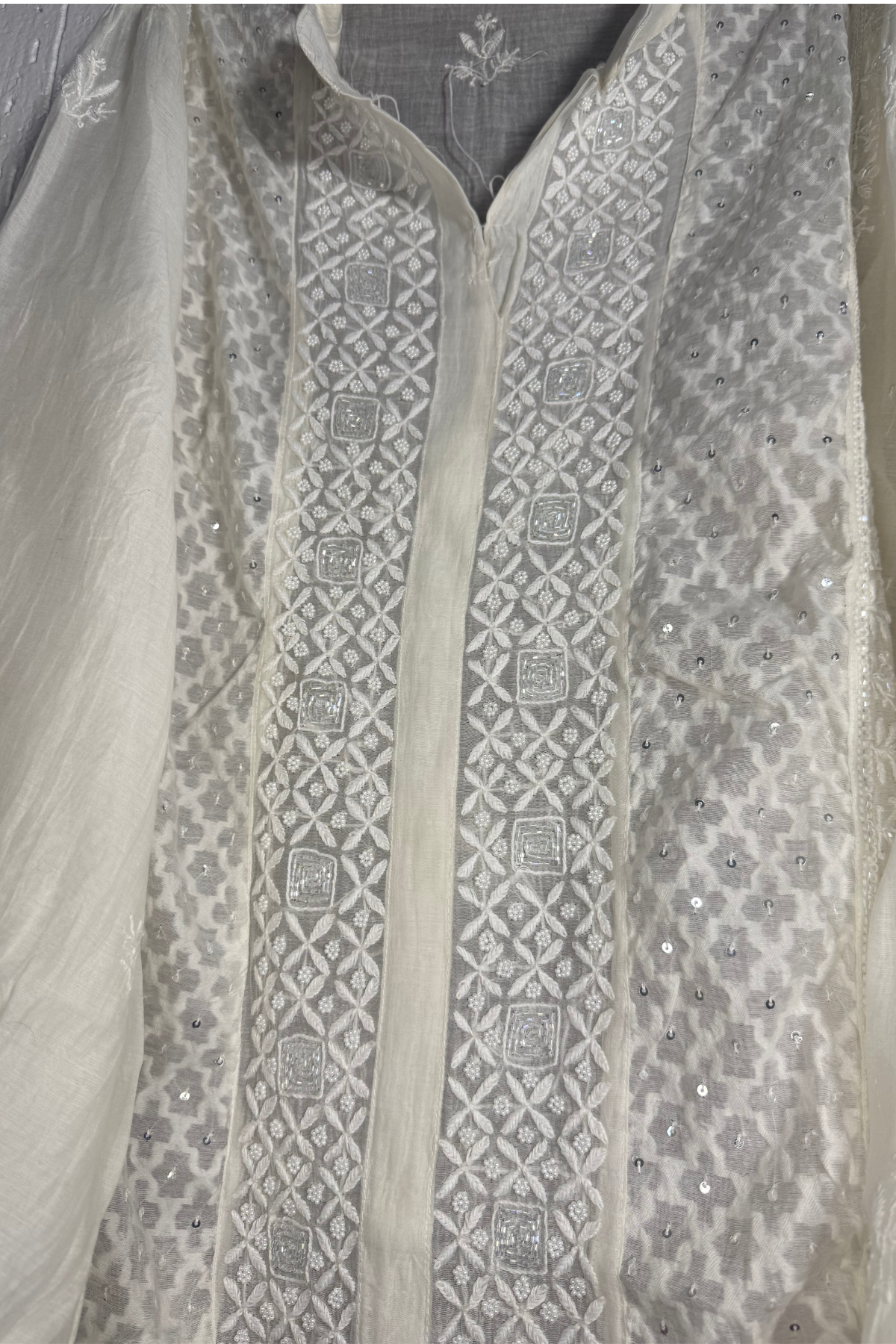 Semi-Stitched Muslin Coord Set with Embroidery