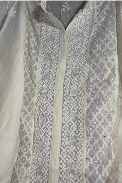 Semi-Stitched Muslin Coord Set with Embroidery