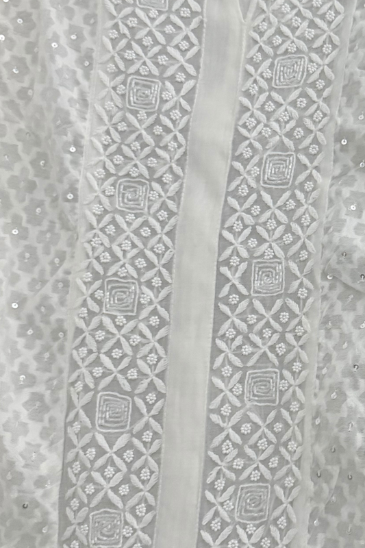 Semi-Stitched Muslin Coord Set with Embroidery