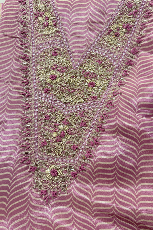 Leavender Shimmer Silk with Zari work