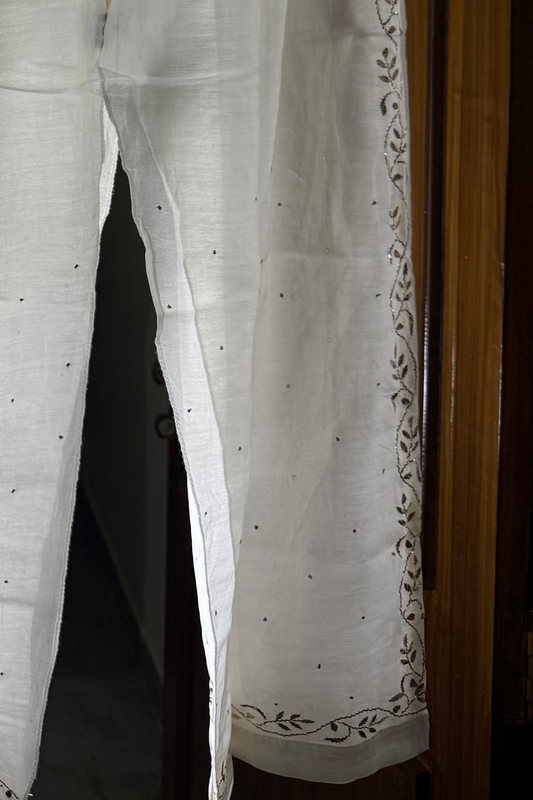 Semi-Stitched Muslin Coord Set with Mukesh Work