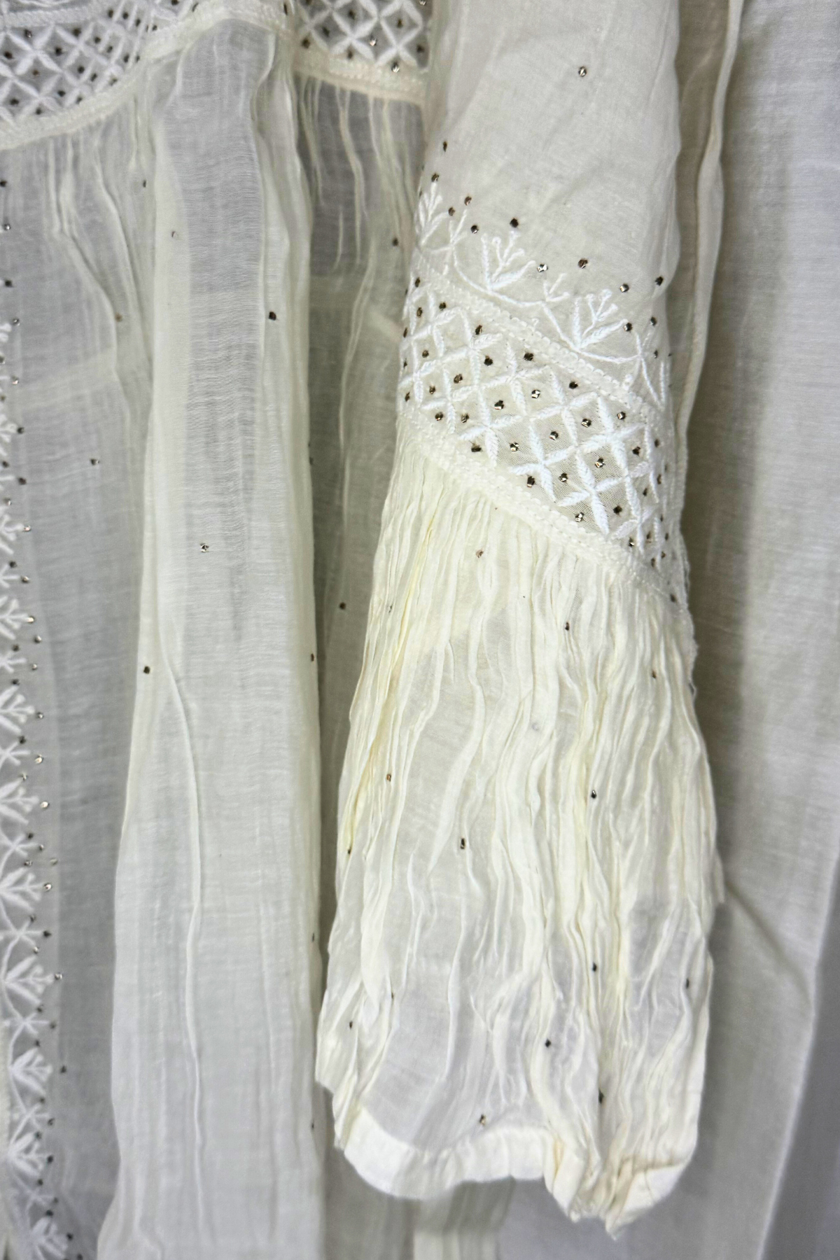 Semi-Stitched Muslin Set with Mukesh Dot Work