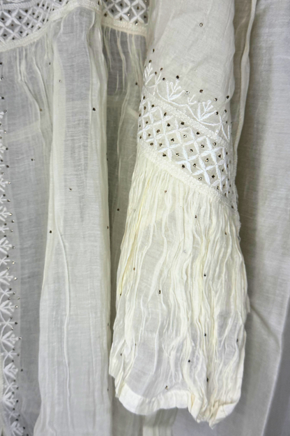 Semi-Stitched Muslin Set with Mukesh Dot Work