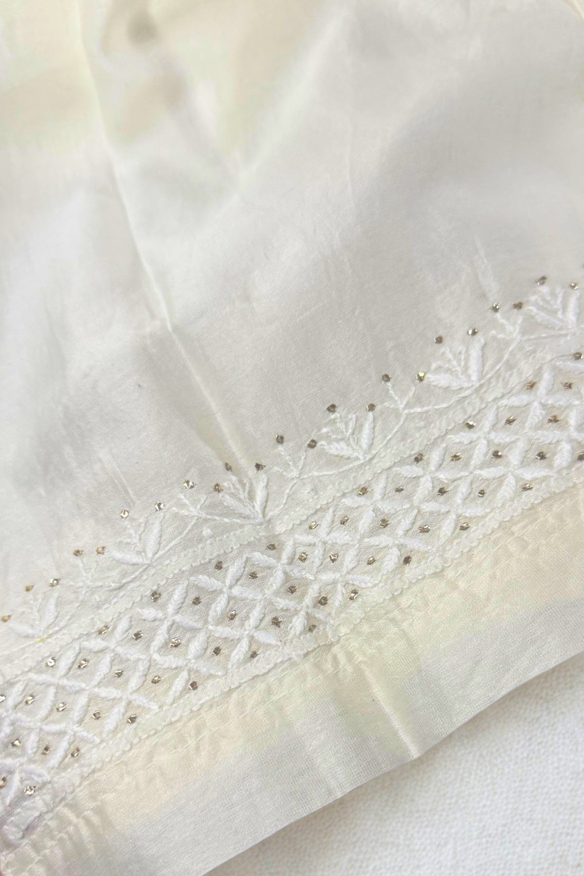 Semi-Stitched Muslin Set with Mukesh Dot Work