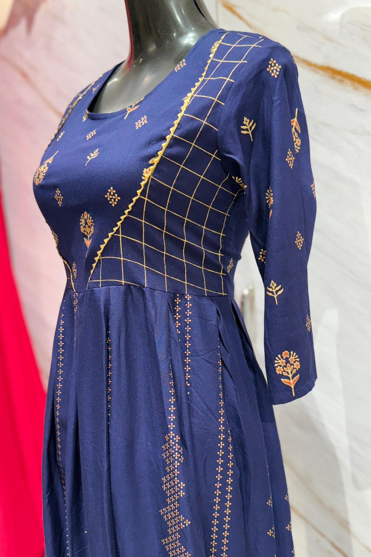 Midnight Botanical Cotton Kurti