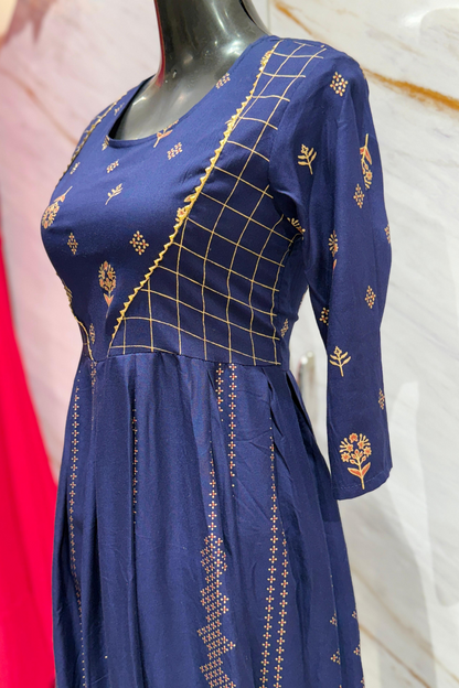 Midnight Botanical Cotton Kurti
