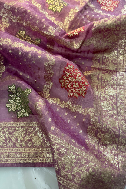 Purple Shimmer Silk Gota Patti Suit