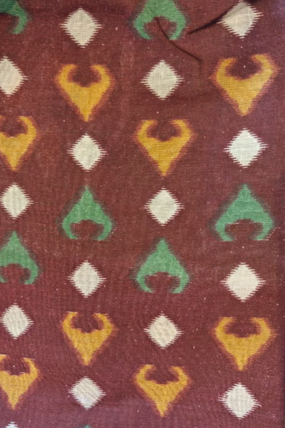 Green Geometric Ikkat Cotton Saree
