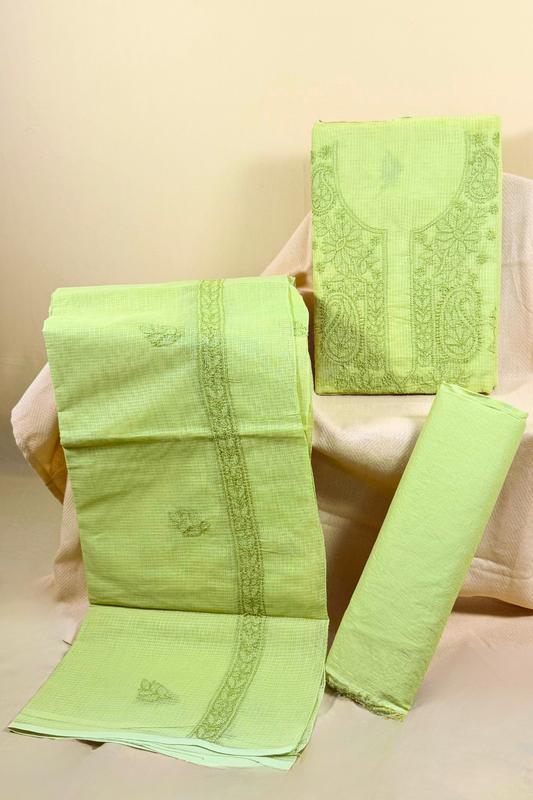 Chikankari Embroidered Kota Cotton Suit Set