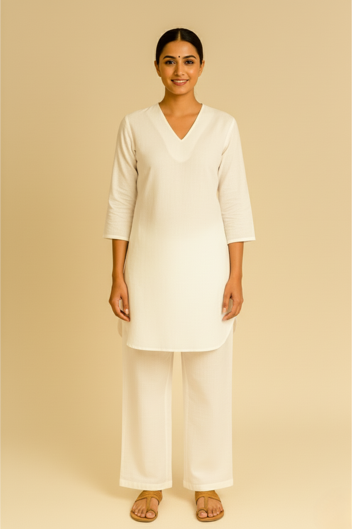 White Cotton Palazzo Set
