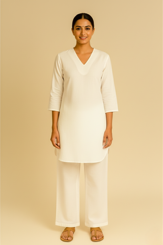 White Cotton Palazzo Set