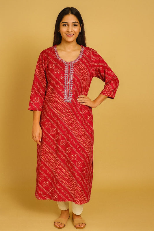 Red Bandhani Kurti