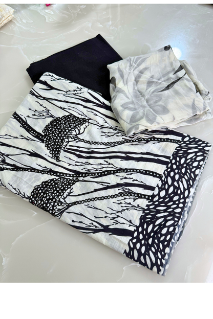 Black & White Cotton Suit Set