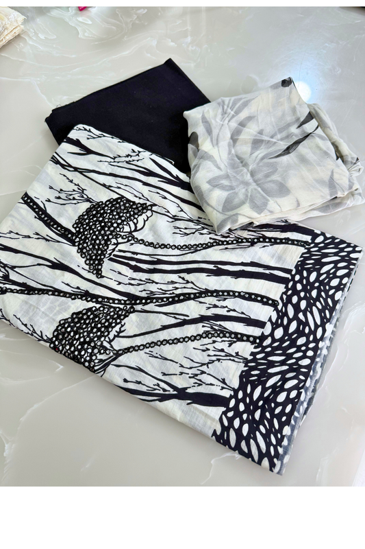 Black & White Cotton Suit Set
