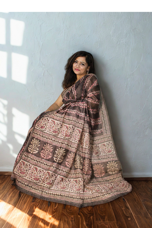 Dusky Cotton Bloom Saree
