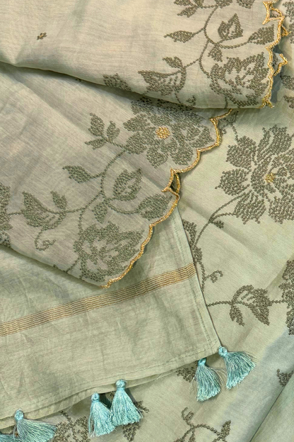 Chanderi Dotted Floral Suit Set