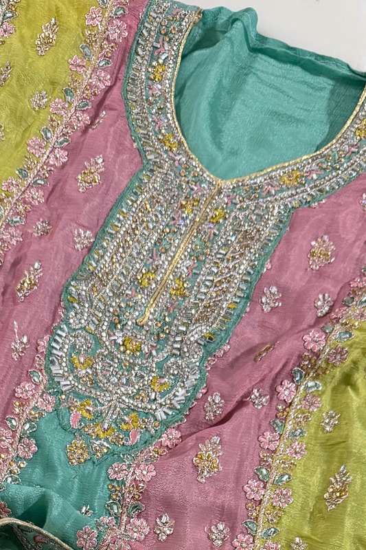 Multicolor Chinon Suit Set