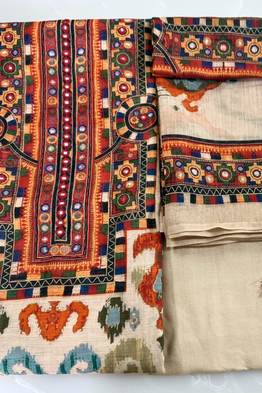 Multicolour Tribal Cotton Suit Set