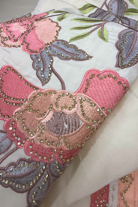 Cream Floral Cotton Suit Set