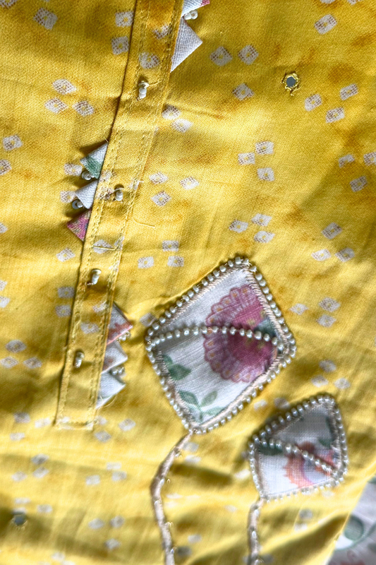 Yellow Patchwork Suit Set