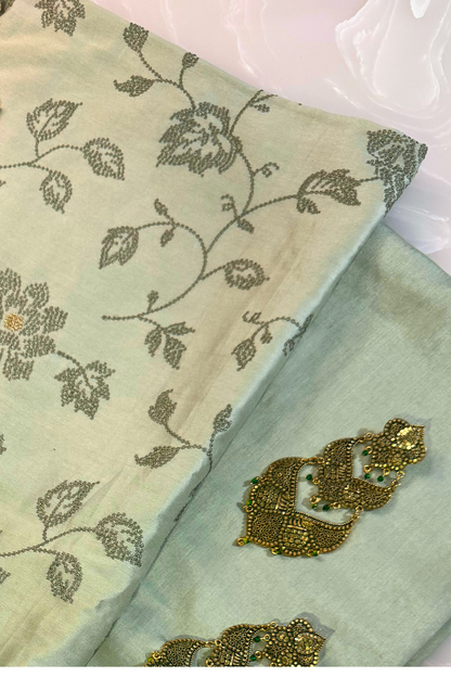 Chanderi Dotted Floral Suit Set