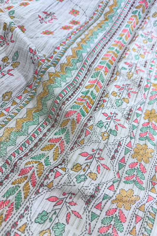 Geometric Floral Linen Suit Set