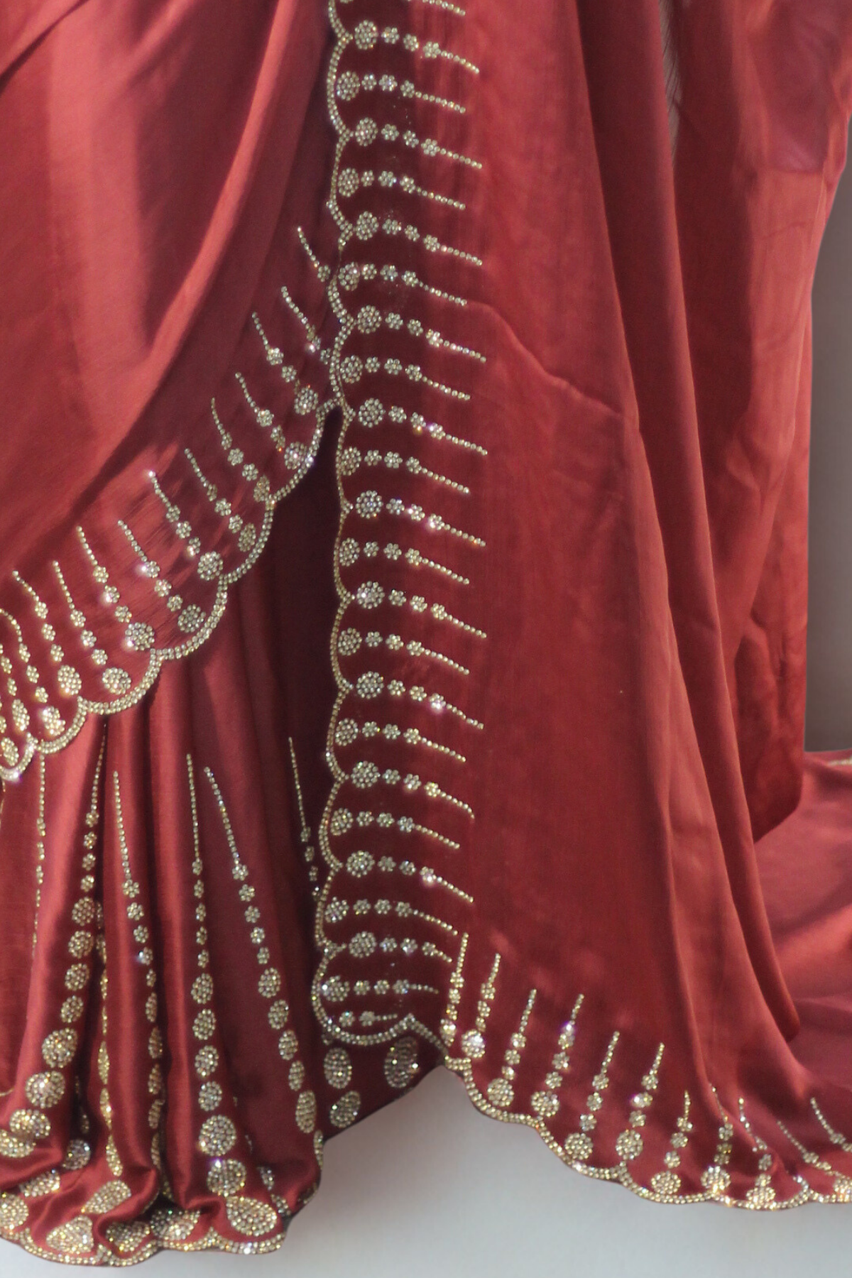 Dusty Rose Georgette Rhinestone Saree
