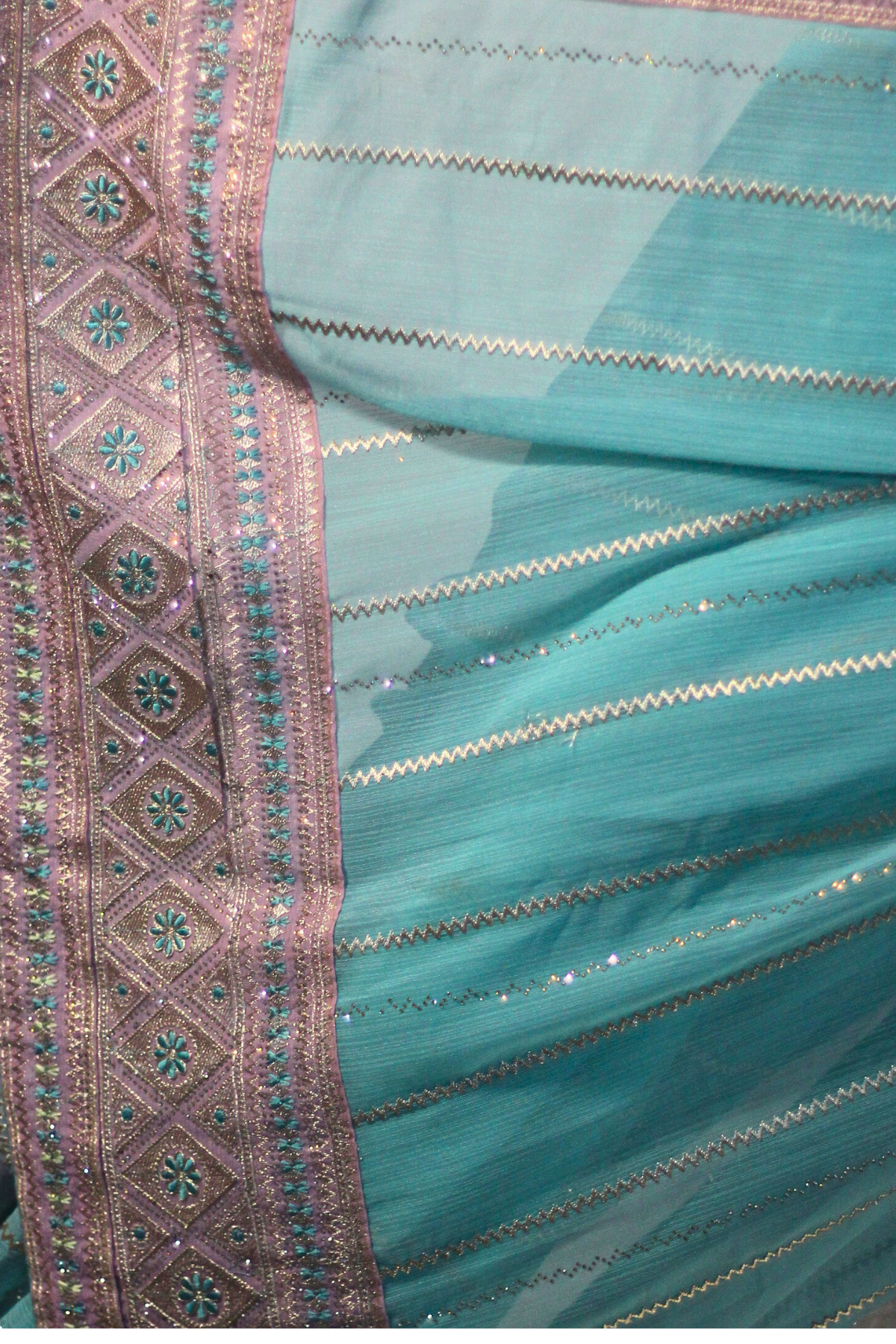 Blue Zari Georgette Saree