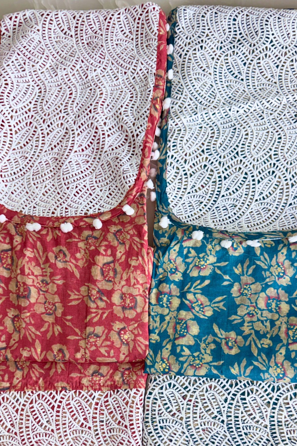 Floral Cotton Jaliwork Suit Set