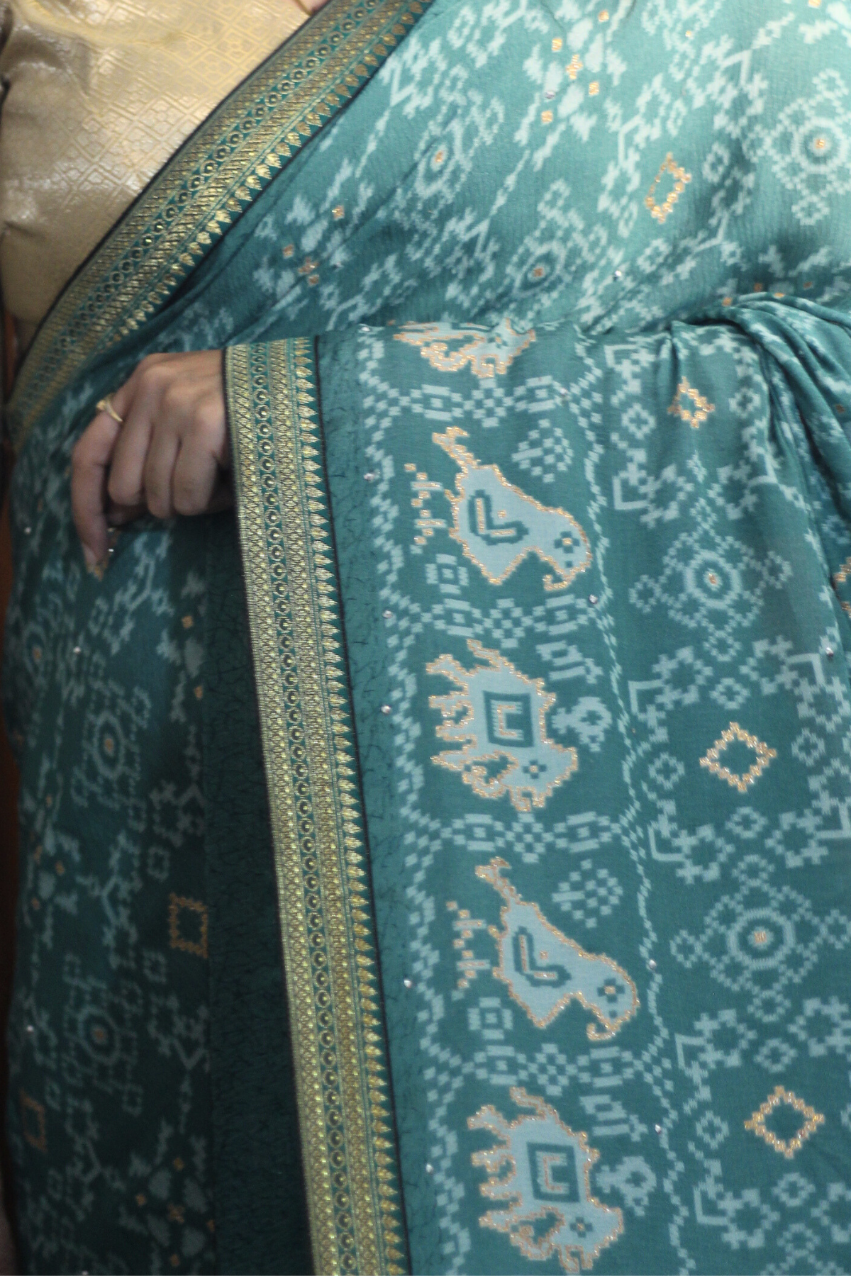 Jaipuri Teal Georgette Saree