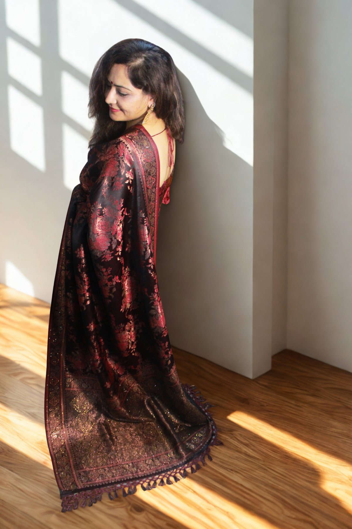 Midnight Rose Silk Saree
