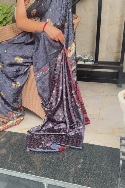 Midnight Barat Bamboo Silk Saree