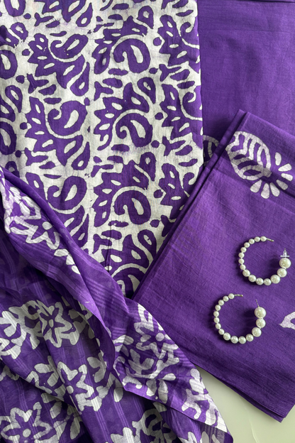 Purple Batik Cotton Suit Set