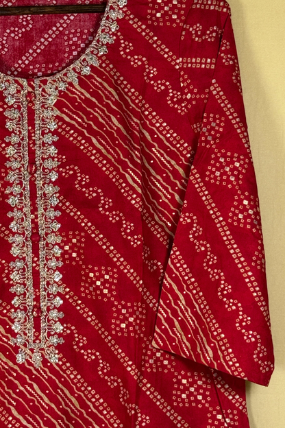 Red Bandhani Kurti