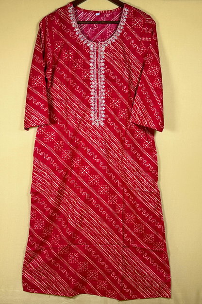 Red Bandhani Kurti