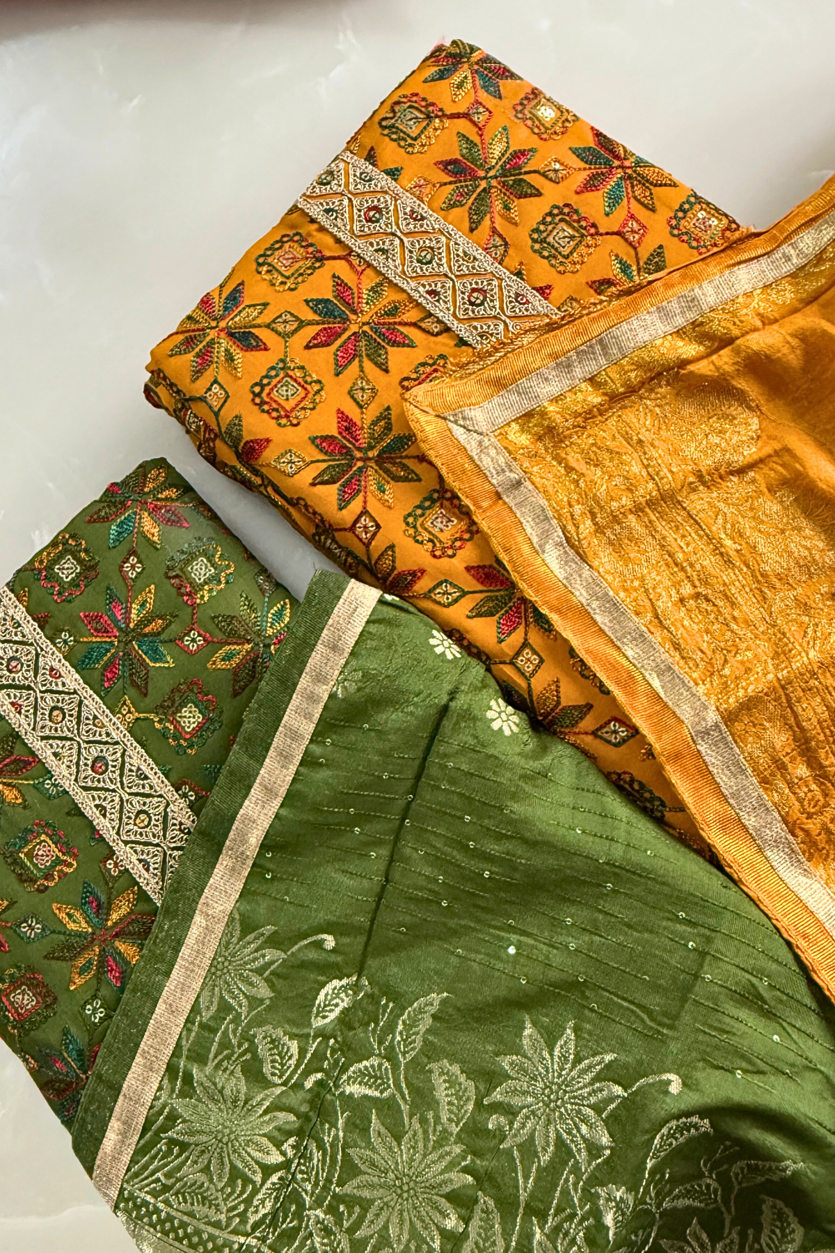 Vibrant Cotton Multi-Thread Embroidery Suit Set