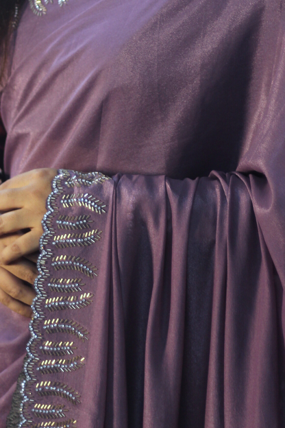 Purple Shimmer Georgette Saree