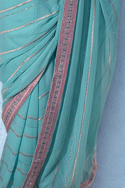 Blue Zari Georgette Saree